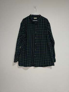 Hobbs Creek Men's 2XL Green and Navy Blue Plaid Flannel Button Down Shirt